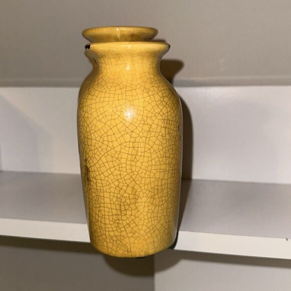 Vintage Triple Vase Decor Crackled Gold Brown Distressed - Picture 2 of 6